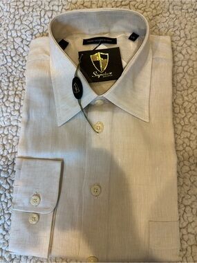 Signature Men's Long-Sleeve Dress Shirt - Light Cream